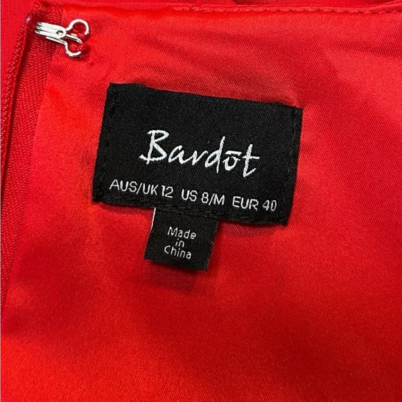 Bardot‎ Revolve Sherbet Bomb Red Pink Colorblock Ruffle Mini Zip Dress Size 8 - Picture 4 of 4